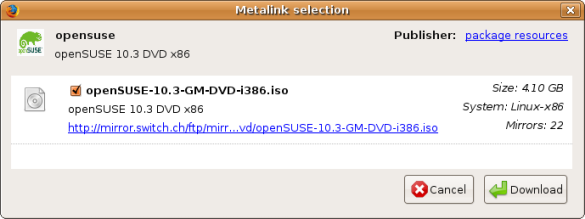 Metalink download with DownThemAll!