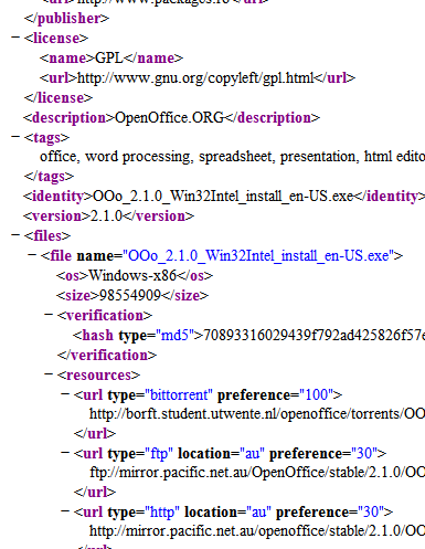 OpenOffice.org Metalink XML